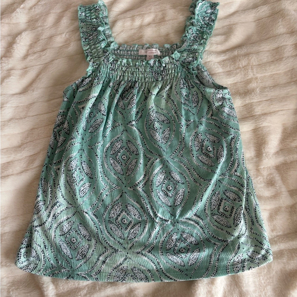 LC Lauren Conrad Mint Green Patterned Tank Top